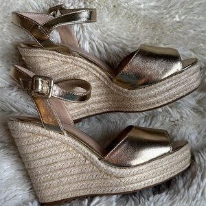 Aldo Metallic Gold Wedge Sandals